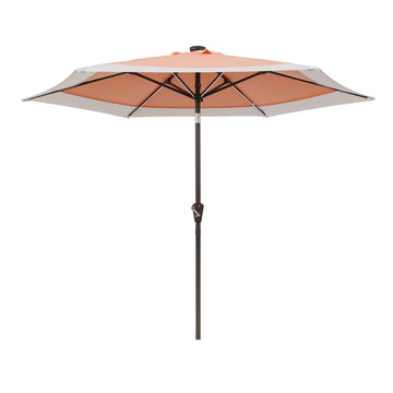 Spencer 9 ft. Classic Coastal 2-Tone Solar LED Market Patio Umbrella - JONATHAN Y